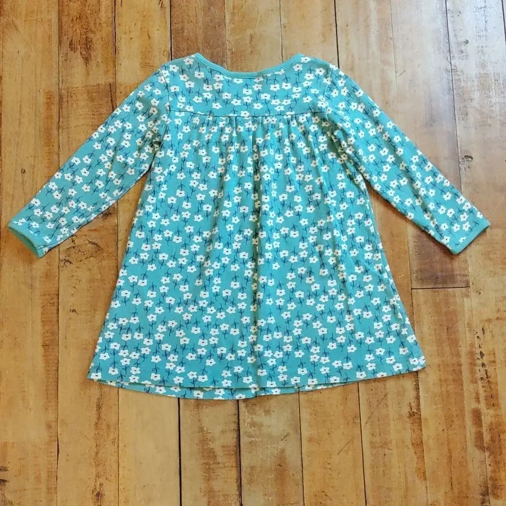 Hanna Andersson dress size 4 Blue Floral Cotton Long Sleeve Dress